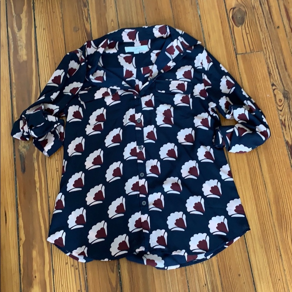 LOFT navy utility blouse